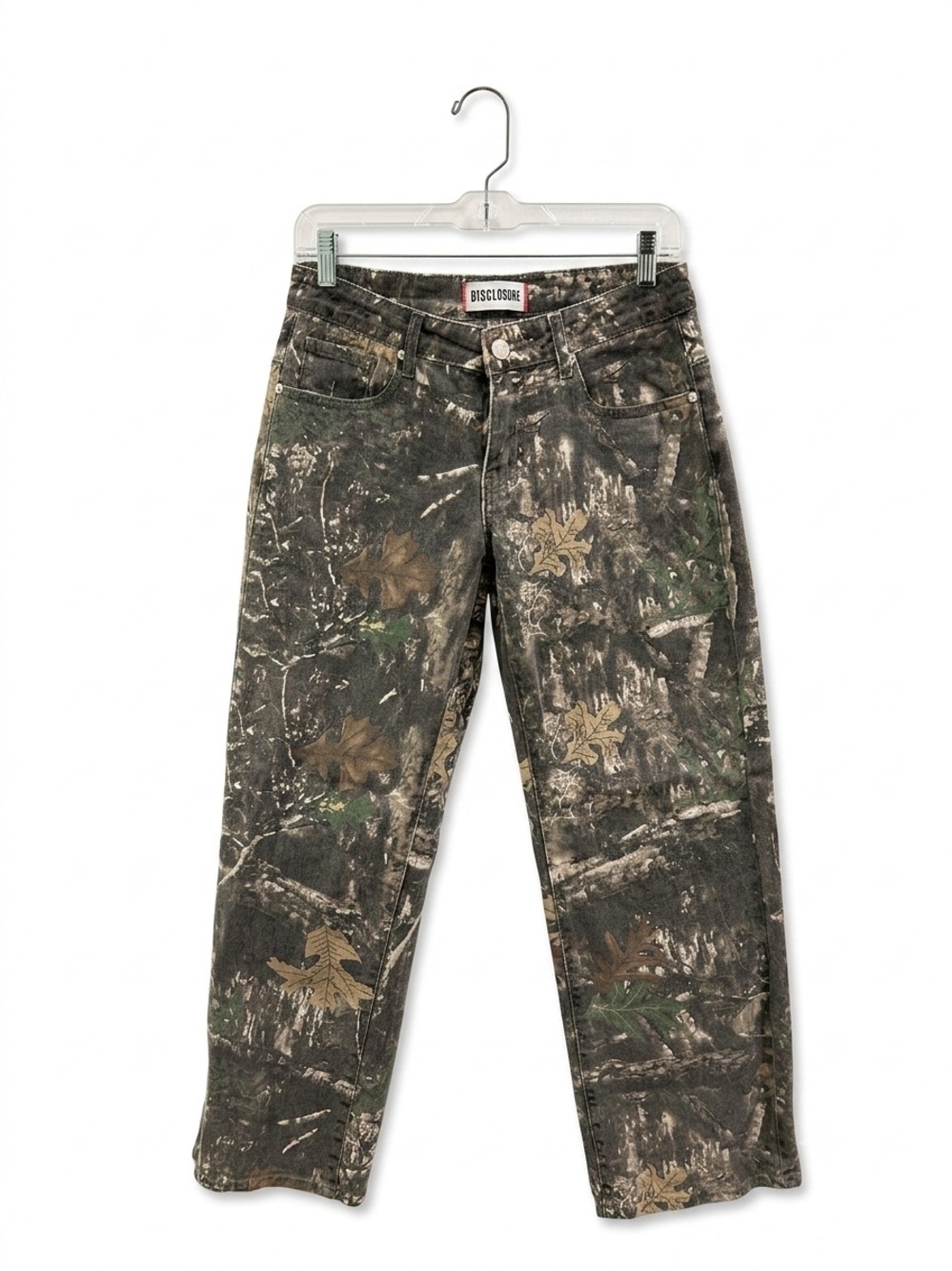 Disclosure Camo Print Straight Leg Jeans - Green/Brown